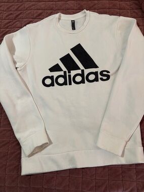 Adidas Men’s White Logo Crewneck Sweatshirt